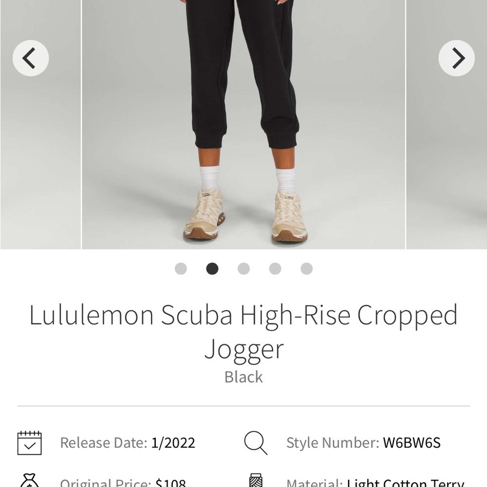 Lululemon Scuba High-Rise Cropped Jogger Size 2 Black